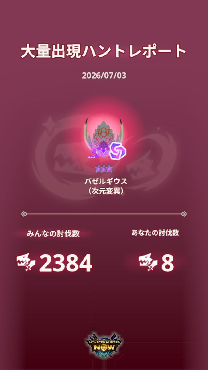 utnmhls's tweet photo. 昨日の大量出現はお仕事帰りにちょっとだけ入れたのでちょっとだけ狩れました🤏

一度入れても、電車とかで離れちゃったら追い出されちゃうんですね😭

ただ、これでも変異素材2個と逆鱗1個もらえてありがたき♪

#モンハンNow https://t.co/Oct9eVdbti