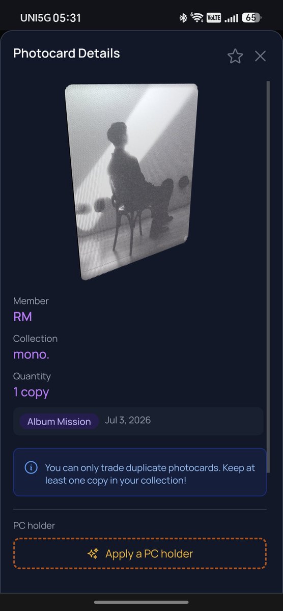 minjinyg_'s tweet photo. Mono done! Not expecting to get this as the first card hehe 💜 https://t.co/E0R33rukB3