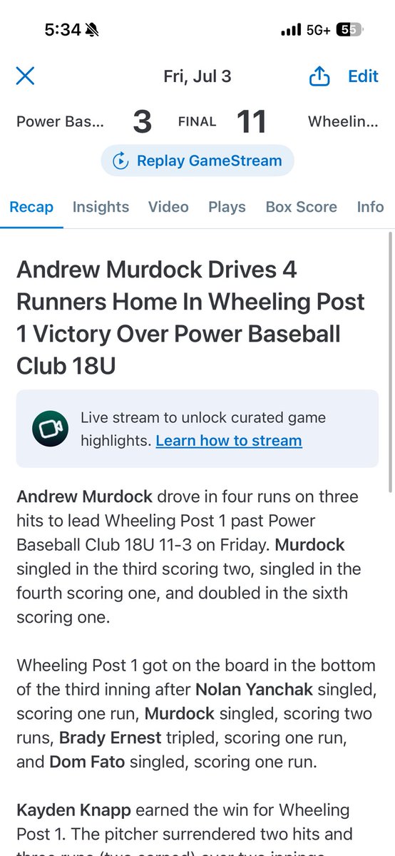 Wheeling Post 1 Baseball tweet media