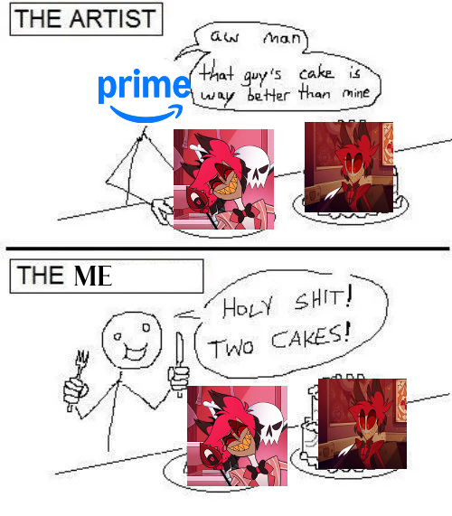 deerlords's tweet photo. whenever i see ppl comparing pilot vs show alastor i feel like this https://t.co/36t5pAvgGL