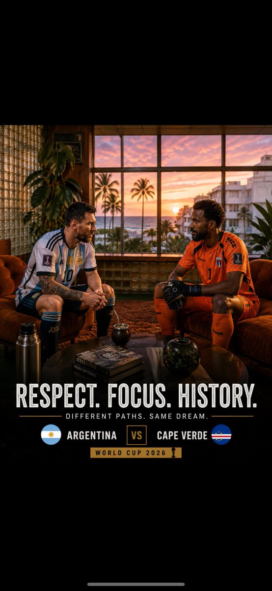 BetFollowApp's tweet photo. Some conversations never need microphones.

Just two competitors.
One shared respect.
One World Cup dream.

When the whistle blows, friendship steps aside.

🇦🇷 Argentina 🆚 🇨🇻 Cape Verde

#WorldCup2026 #Argentina #CapeVerde #Football #BFollow https://t.co/u9QTuXfV6P
