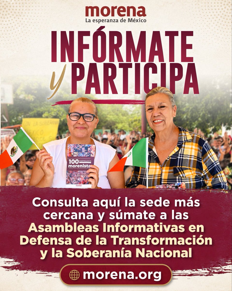 A_MontielR's tweet photo. El cambio se construye con un pueblo organizado. 🇲🇽
Súmate, participa y fortalezcamos juntas y juntos la defensa de la Transformación y la soberanía nacional.

#HumanismoMexicano
#PrimeroLosPobres https://t.co/96P8ihaNWi