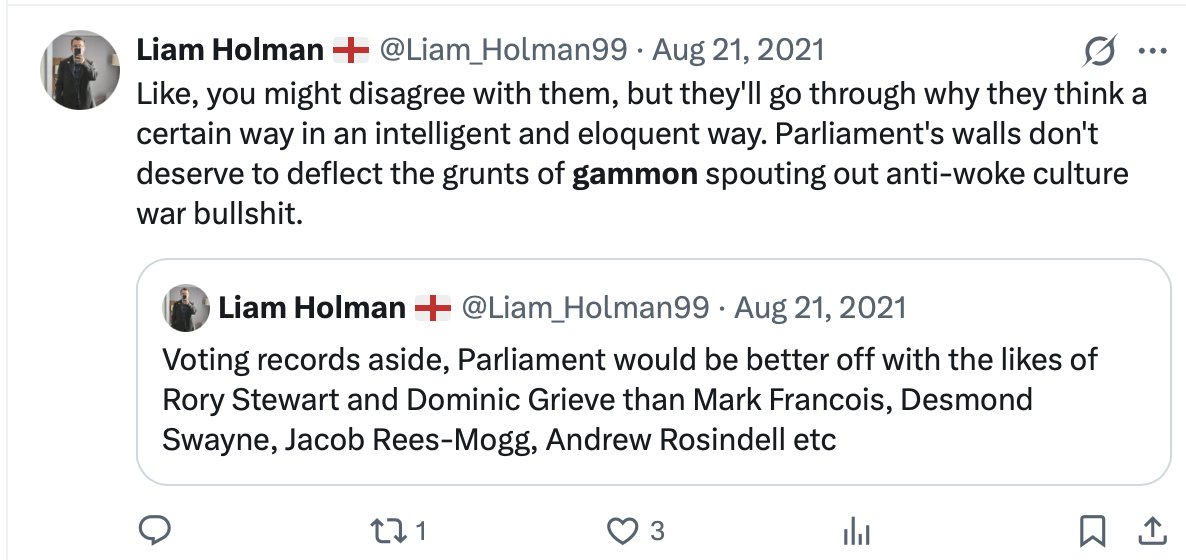 Rebartic's tweet photo. @Liam_Holman99 Racist, you say?
Well, I guess you being one, you would know!
Be better, crud-head!
#ORACIST https://t.co/MfDg9q0CXm