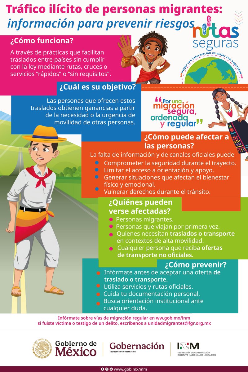 INAMI_mx's tweet photo. #RutasSeguras🫂 | ¡Cuidado con las ofertas de trabajo o traslado entre países!🛡️ 

Antes de pagar o aceptar el empleo, verifica que las rutas y los servicios sean confiables. Hay quienes se aprovechan de tu necesidad o urgencia por movilizarte, lo que compromete tu seguridad. 

Por una migración segura, ordenada y regular 🤲