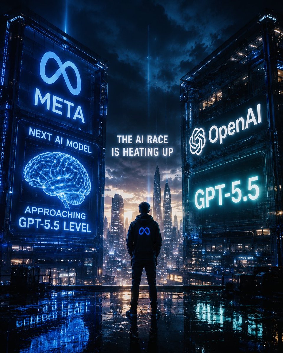 NeuralForgeHQ's tweet photo. Meta says its next AI model is now approaching GPT-5.5-level performance.

Just a year ago, many believed only one company would dominate AI.

Today, that gap is shrinking.

The real winner may not be the company with the smartest model.

It may be the company that improves the fastest.

AI isn’t becoming a race.

It’s becoming an arms race.