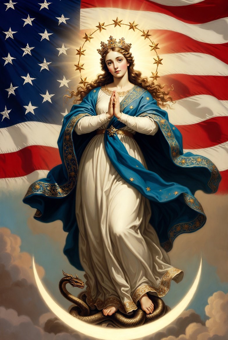advoluntas's tweet photo. Our Lady of the Immaculate Conception, Patroness of the United States of America pray for us 🙏 

🇺🇸  Happy Independence Day 🇺🇸 https://t.co/LSaQg0QAl1