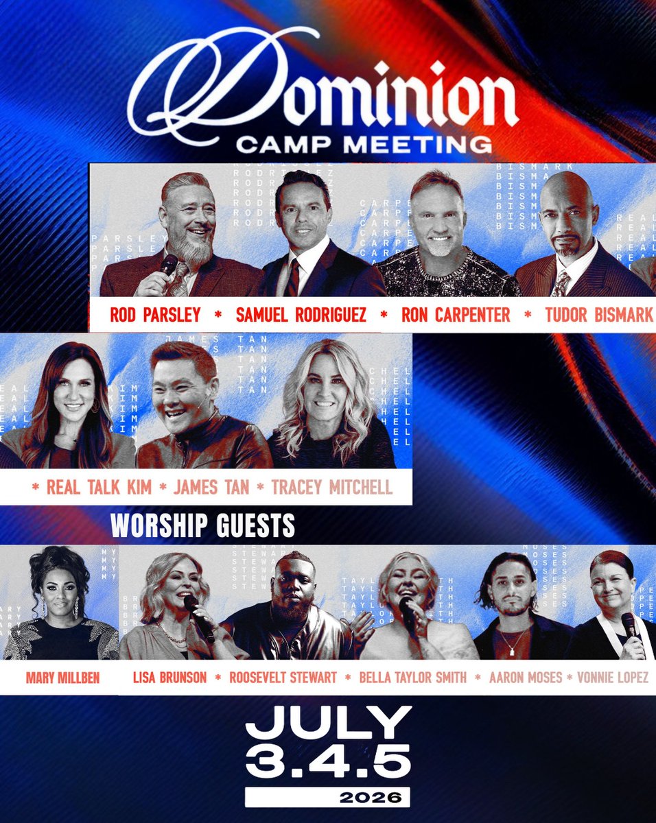 nhclc's tweet photo. Three days. Powerful preaching. Unforgettable worship. Life-changing encounters.

Join me as I join Pastor Rod Parsley for Dominion Camp Meeting 2026. I believe this is going to be a powerful time of faith, fire, and fresh impartation.

Come expecting. Come ready. Come believing.

We’ll see you July 3–5!

#DCM2026 #WHCLife
