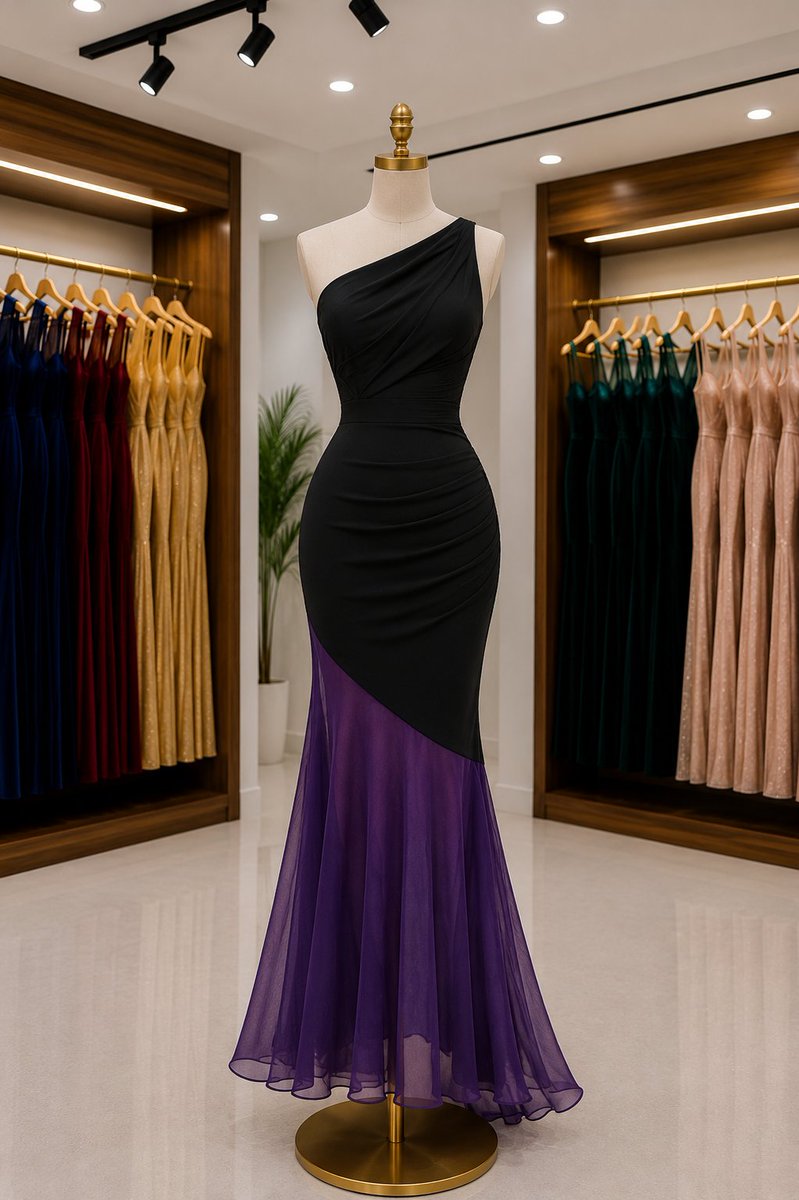 Cherryblve6's tweet photo. Stunning one shoulder black to purple mermaid gown in a boutique. https://t.co/2xqe7OIOf4