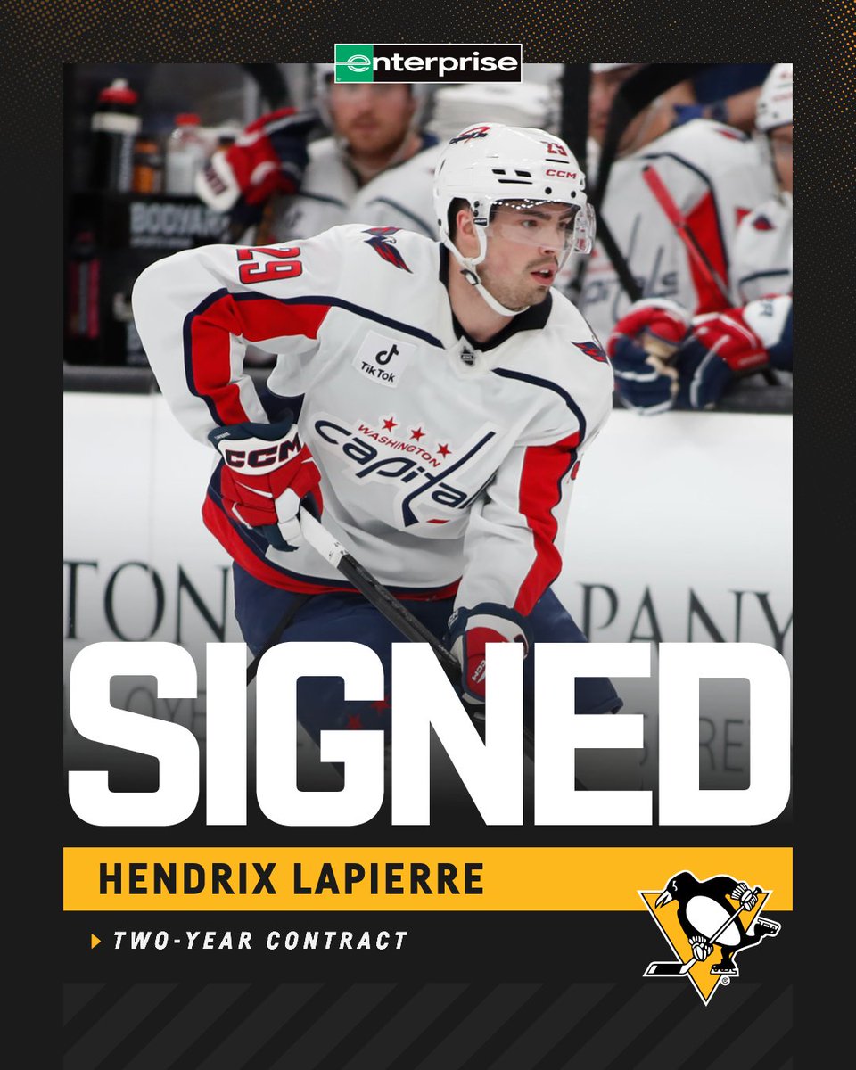 penguins's tweet photo. The Penguins have signed forward Hendrix Lapierre to a two-year contract.

Details: https://t.co/WCzAYKWQEc https://t.co/6c9eRe1BLN