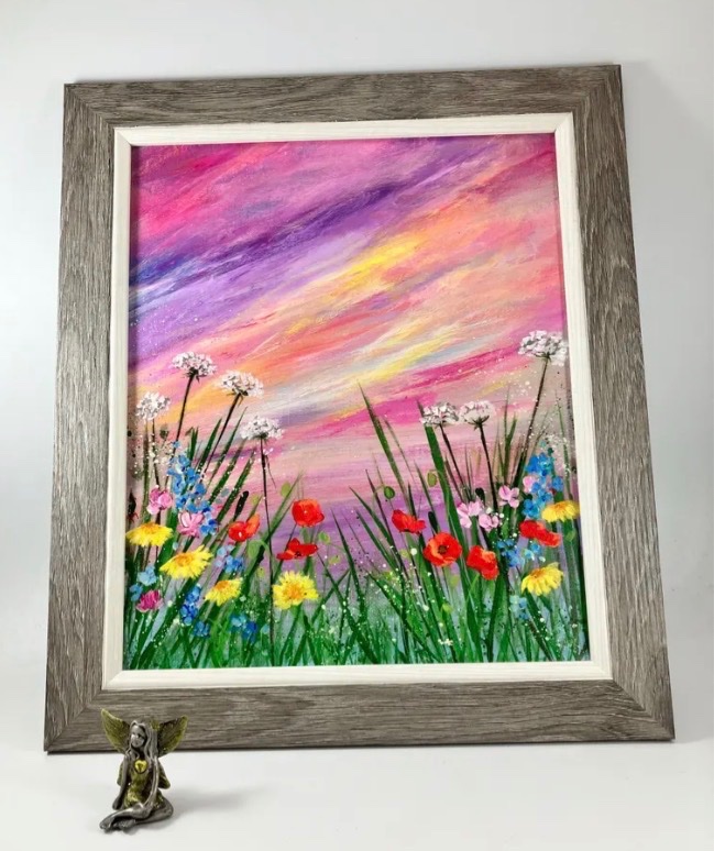 amazingraceart's tweet photo. Colourful wildflowers acrylic painting presented in grey picture frame #MHHSBD #shopindie 
https://t.co/ArOM2io6Hf https://t.co/p1yNll6pcq