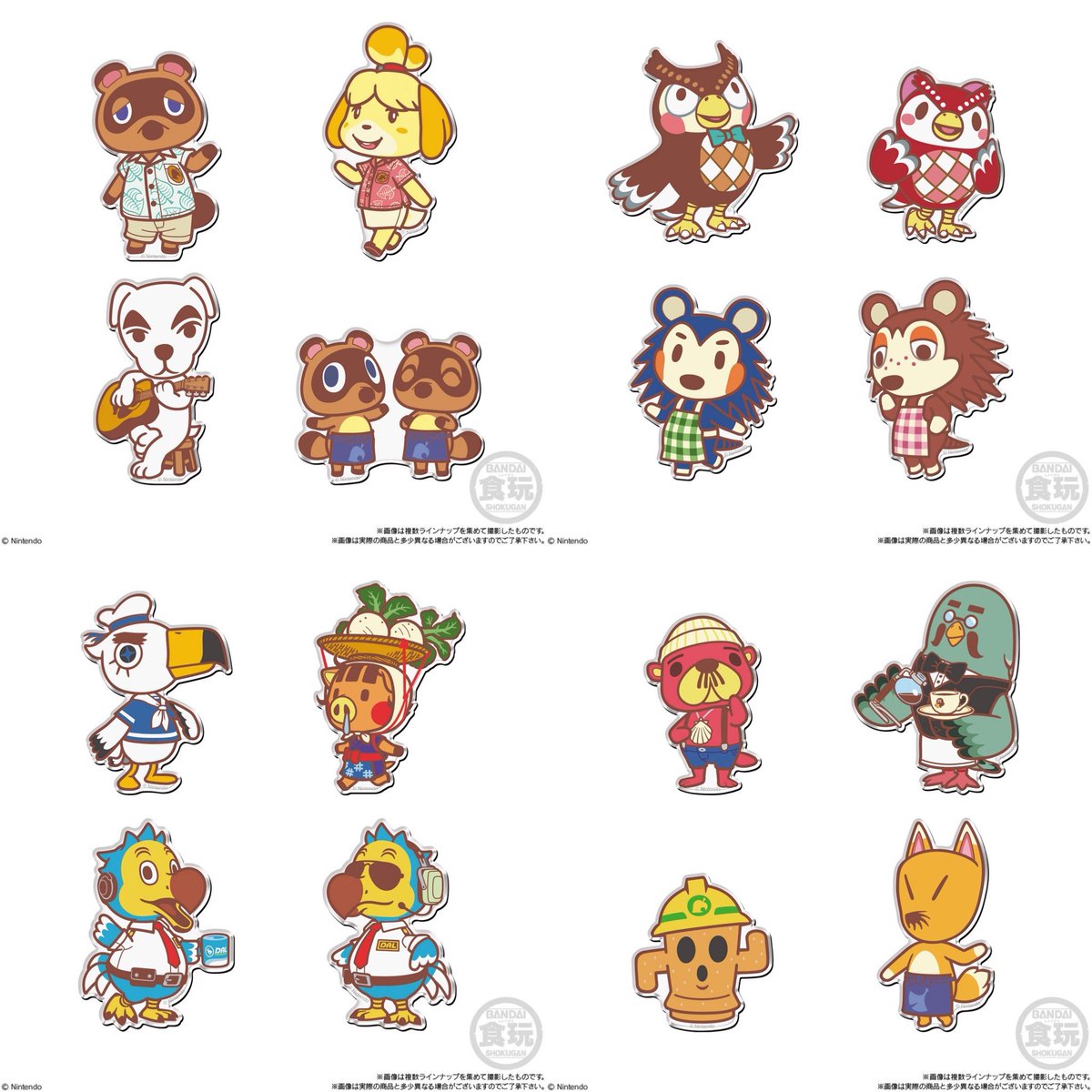 アクリル製マグネット1個（全24種） 1．たぬきち 2．しずえ 3．まめ