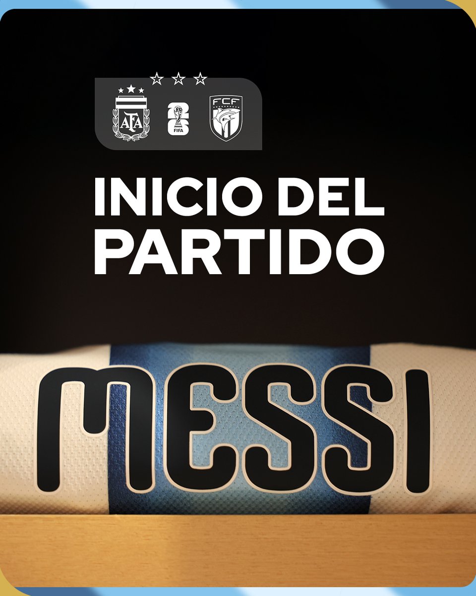 Argentina's tweet photo. 🏆 #FIFAWorldCup

⚽ #Argentina 🆚 #CaboVerde 🇨🇻

👉 ¡Comenzó el partido! 

🙌 Ya rueda la pelota, ya juega la #Scaloneta. ¡#VamosArgentina! https://t.co/gpD3NsoHas