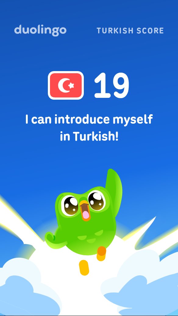 necomaru21's tweet photo. My Duolingo Turkish Score is 19! https://t.co/6p2iW5m6Qe