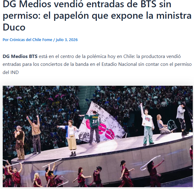 Iherreraa's tweet photo. Fin de la polémica de BTS.  Reclamen a DG Medios. https://t.co/jtHYH2rY7H