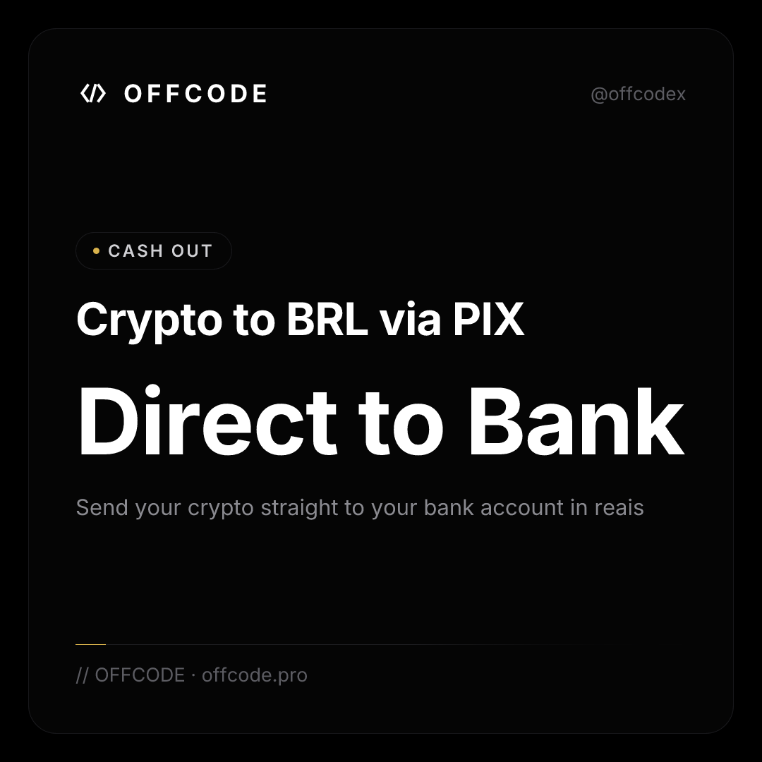 OFFCODEX's tweet photo. Withdraw crypto to your BRL bank account instantly via PIX. No middleman. Direct cash out to your bank.

#CryptoWithdrawal #BRL #PIX https://t.co/wrALsR0TzO