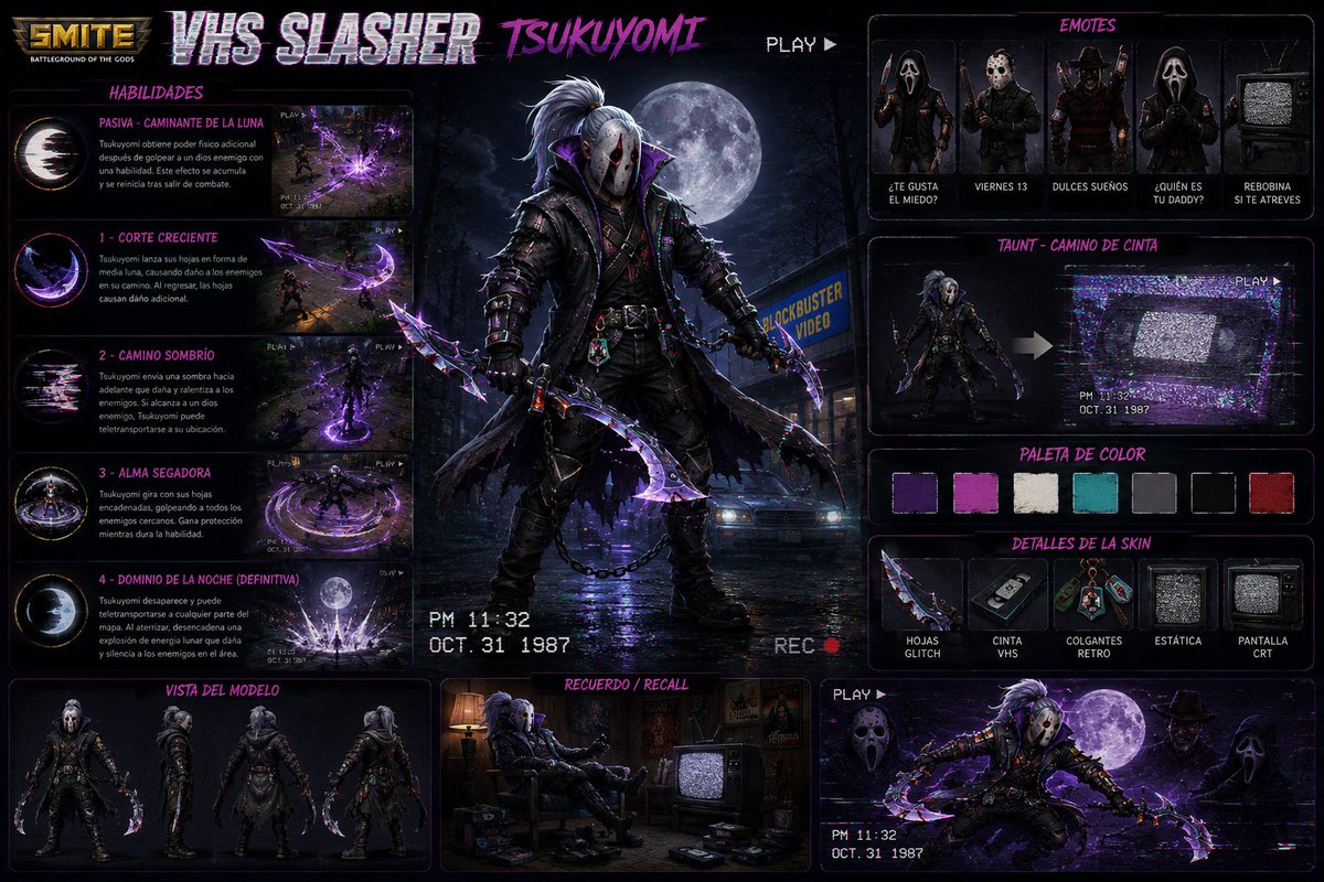 Smite2SkinsPls's tweet photo. ๐ผ๐ Tsukuyomi: VHS Slasher
Press PLAY if you dare. Meet this Warriors based in '80s horror icons, glitch effects, cursed VHS tapes and static-filled abilities straight from your worst nightmare. @SMITEGame ๐ช๐บ
AI-assisted #SMITE2 #SkinConcept #Gaming #ConceptArt https://t.co/akg2lWHYRX