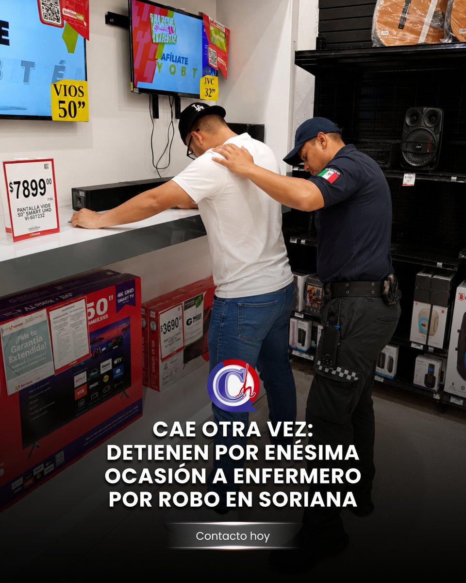 ContactoHoy's tweet photo. Los oficiales lo registraron y le encontraron mercancía con un valor de poco más de 900 pesos, y dado que no tenía consigo el ticket de compra, procedieron a su arresto. https://t.co/xJklR0diTF https://t.co/inei1pC2uv