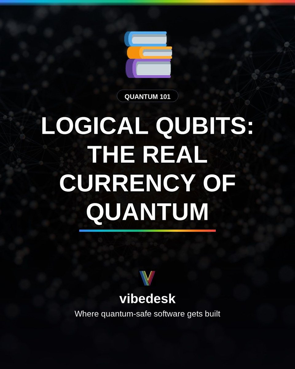 VibedeskDev's tweet photo. A 'logical qubit' is an error-corrected quantum bit built from hundreds or thousands of noisy physical ones. It's the real unit of quantum computing power, not the raw physical qubit count. This overhead is the main challenge in scaling fault-tolerant machines.… https://t.co/RjuqHeKIEm