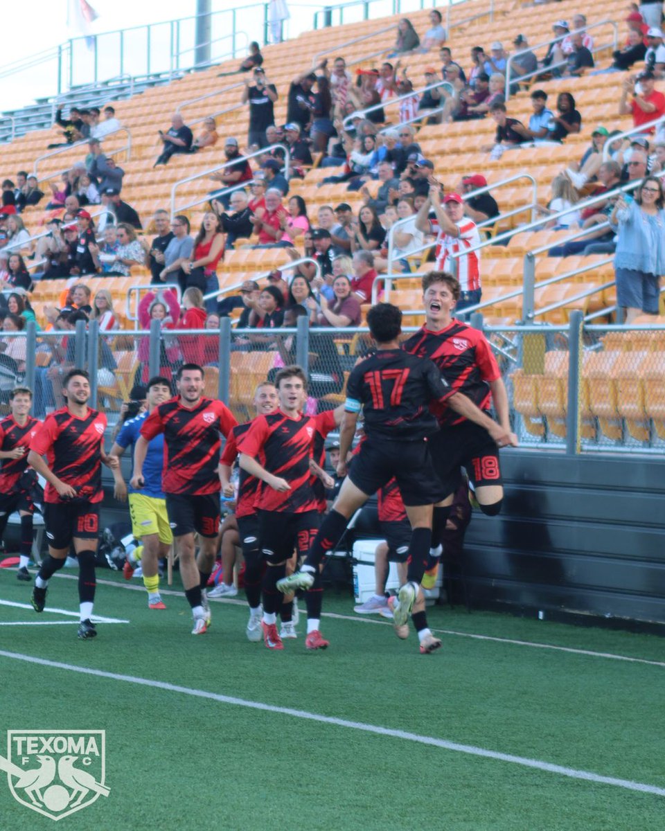 USLTexoma's tweet photo. Swipe to see our celebration...👀 

Tune in to our game tomorrow as we take on the McKinney Chupacabras!

#VamosTexoma #Sherman #Denison #USL2 https://t.co/VHbHXkgK48
