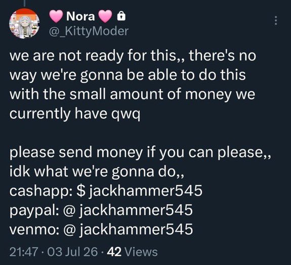 GuroKawaGyaru's tweet photo. trans bestie needs mutual aid @_KittyModer https://t.co/RF8iNV11nu