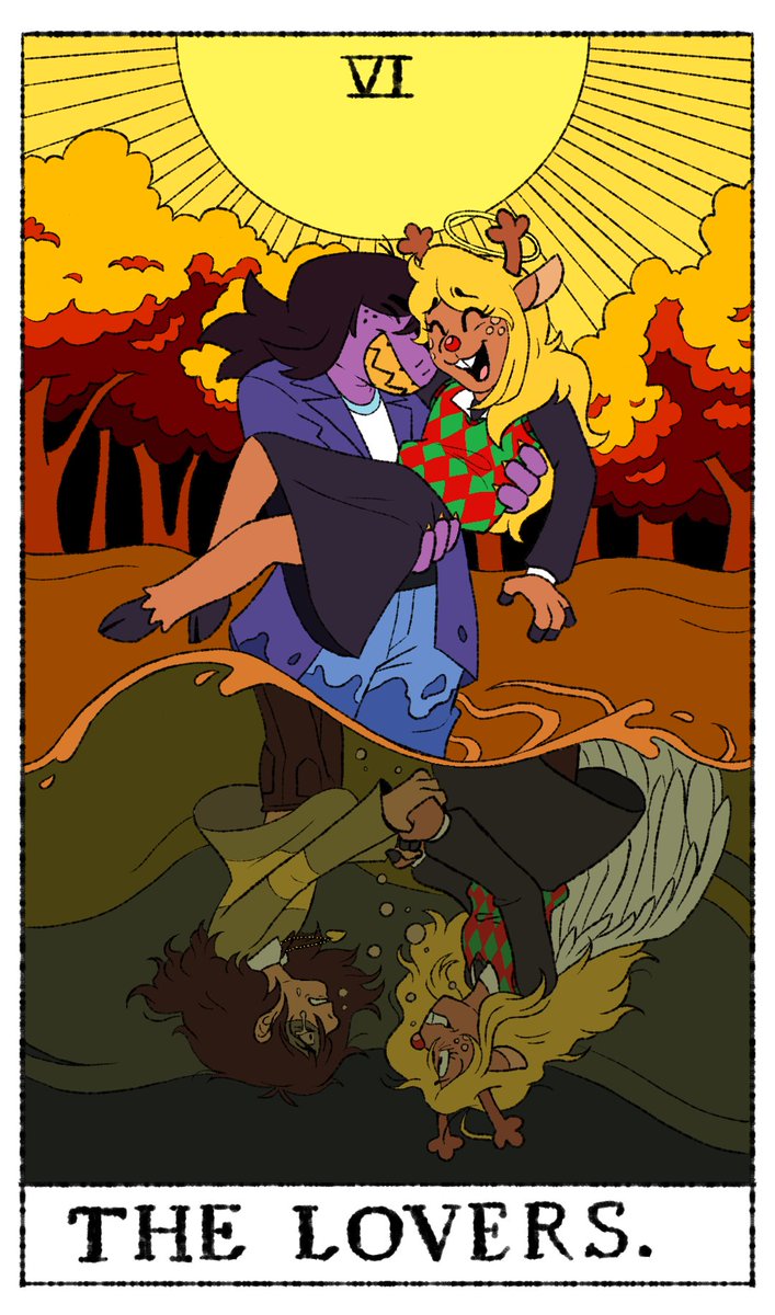 AceOfSpades530's tweet photo. deltarune spoilers  !!!!!!!!!!!! (normal route and weird route)

.

.

.

.

.

.

.

The Lovers, upright and reversed #deltarune #kriselle #suselle https://t.co/iHo252MZ4o