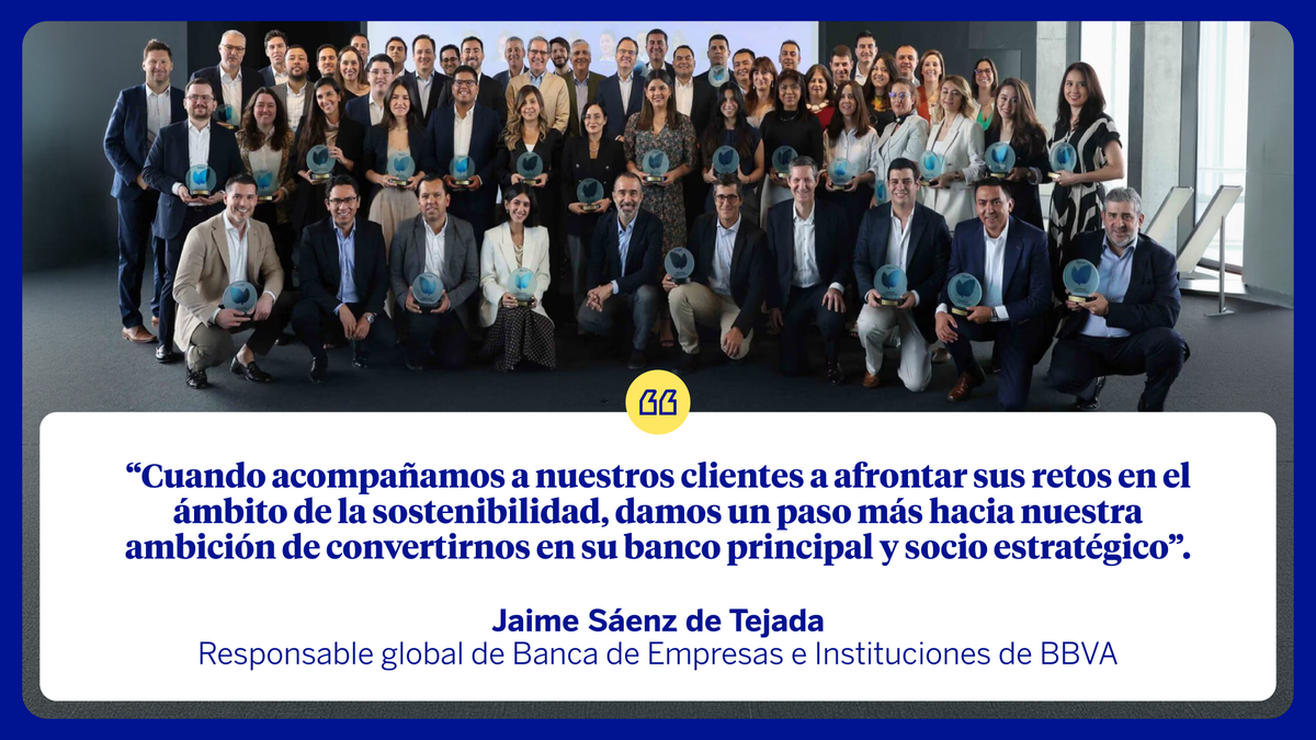 bbva's tweet photo. ¿Cómo impulsamos la sostenibilidad en la relación con nuestros clientes? 🌱

En los Sustainability Global Awards reconocemos a los equipos que lo hacen posible. Además, este año el galardón incluye por primera vez a los gestores comerciales de pymes. https://t.co/7QJ26m1GcA