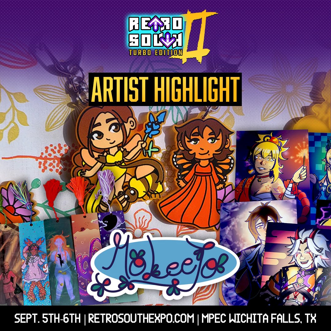 RetroSouthExpo's tweet photo. 🎨 ARTIST SPOTLIGHT 🎨

We're excited to welcome back MoLeeJo Art to Retro South!

They create illustrations and merchandise inspired by games, anime, and pop culture.

Check out their awesome work here: https://t.co/PuNyf4PPXm

#RetroSouthExpo #ArtistSpotlight #ArtistAlley https://t.co/SCnRp14LK0