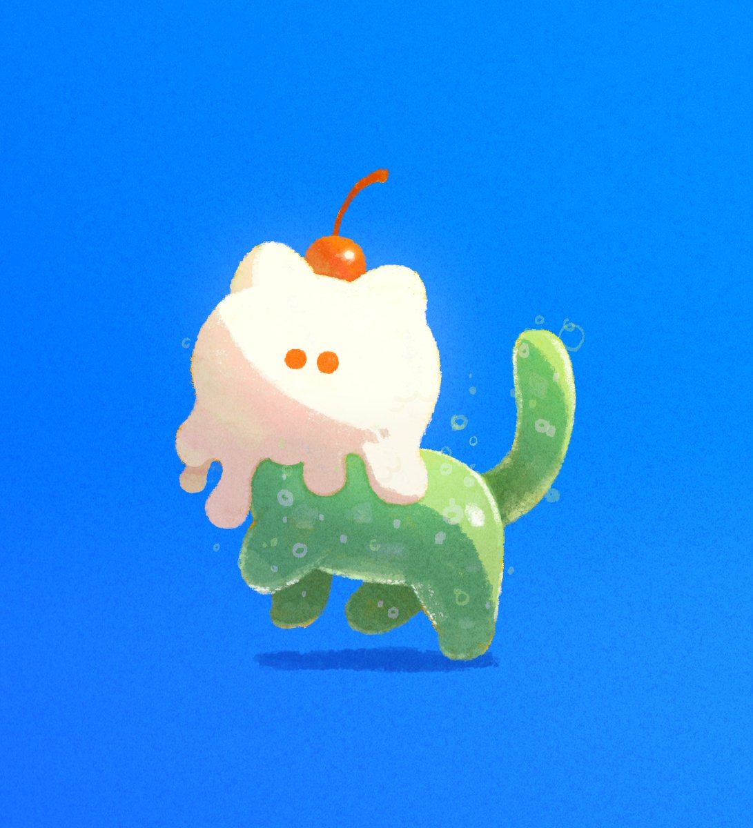クリームソーダ猫 #イラスト