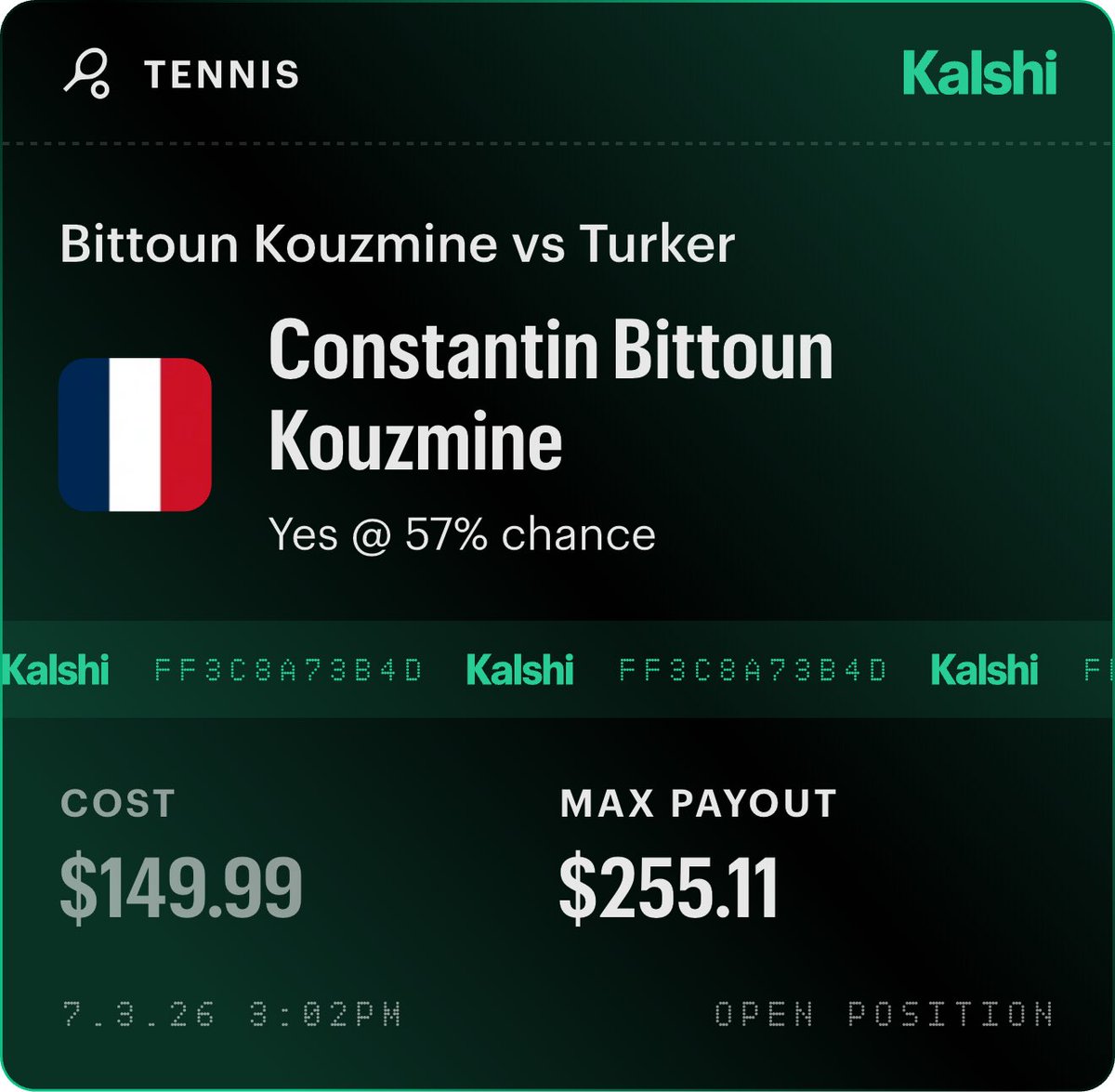 5ivePointPicks's tweet photo. Hey! I just made a prediction on Kalshi. Think you'd call it differently? Try it here: https://t.co/fxdee1Swgo https://t.co/iXKLAXA7e5