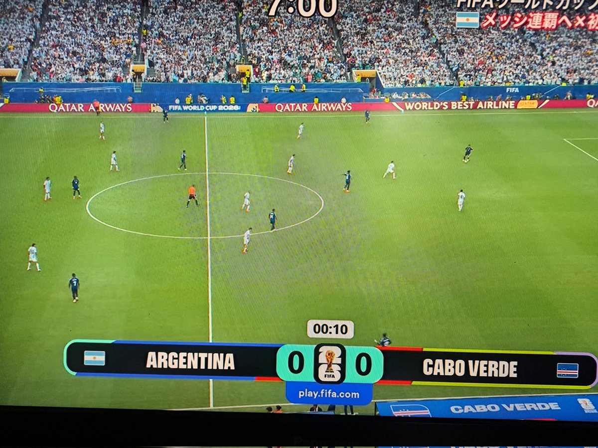 mayanotop's tweet photo. 始まりました
アルゼンチン🇦🇷代表とカーボベルデ🇨🇻代表の試合
アルゼンチン代表は前大会優勝チームです
#サッカーＷ杯2026 https://t.co/pka0R1wevc