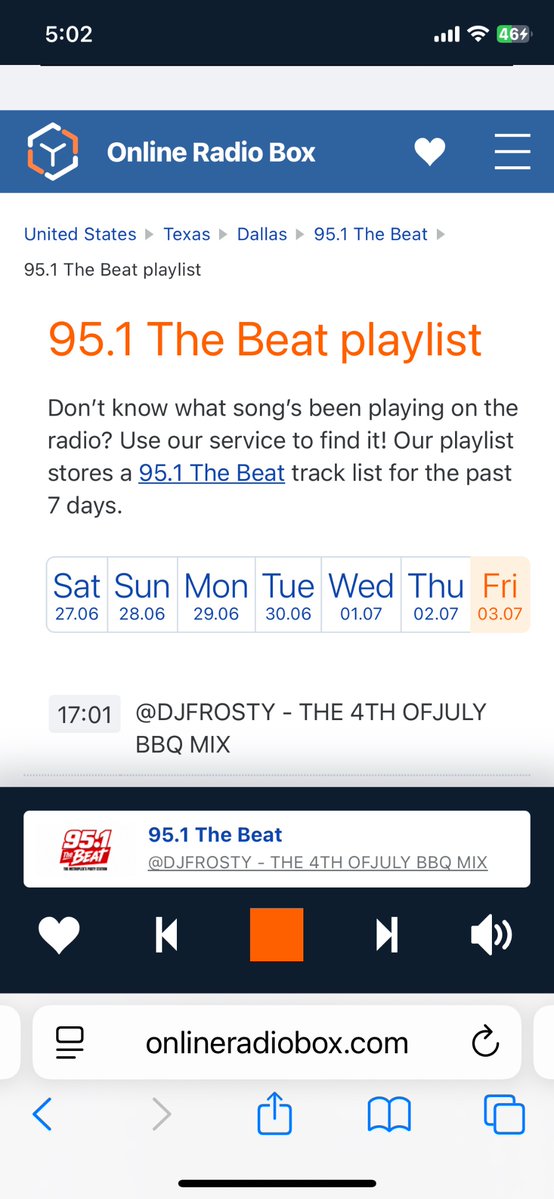 Rodney63333280's tweet photo. My brother @djfrosty is live now on 95.1 the beat in dfw #4thofjulymix https://t.co/I8r4J1UkFV