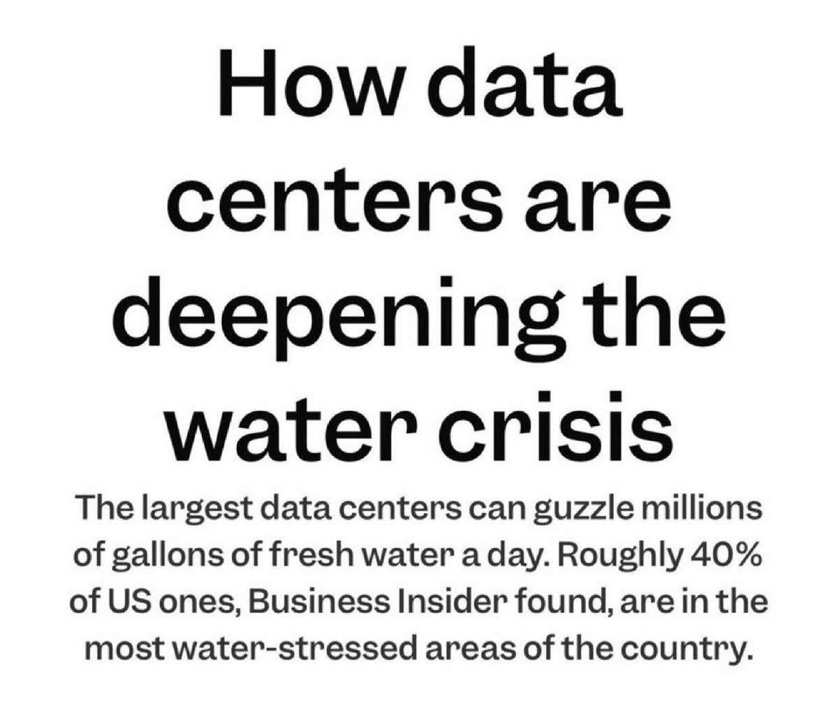 LauraMiers's tweet photo. @irregnata @DailyJLee Why else would 40% of US data centers be in the most-water stressed areas of the country at a time when every U.S. state is in drought? 

They’re going to kill us. We are going to Die 4 AI. https://t.co/ZQ13E3H5gh https://t.co/77ScQKSzbH
