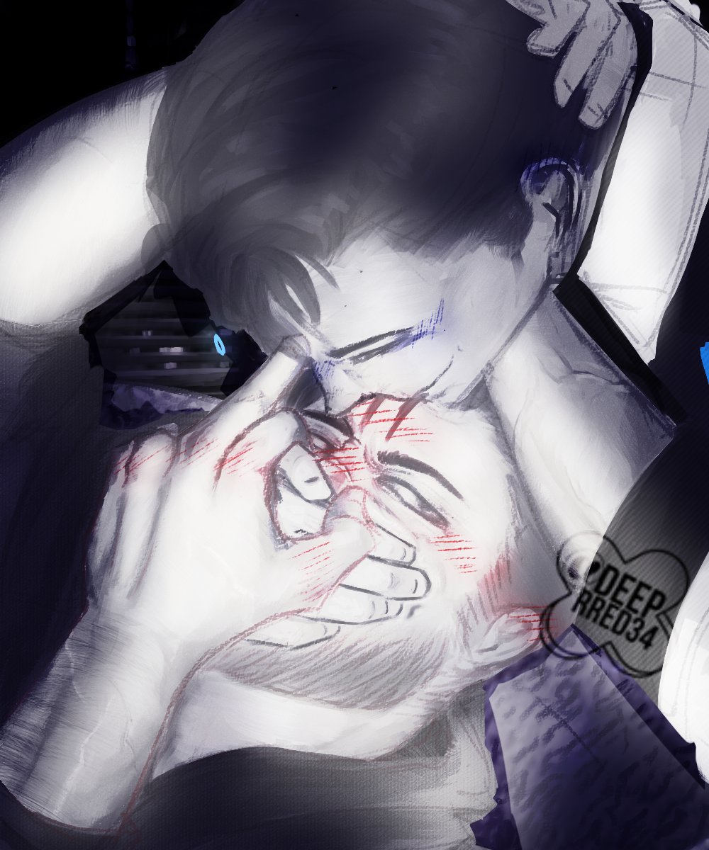 deeprred34's tweet photo. " Put that down, Tina!
 and you, get off me, shit "

My intention was to focus the details only on Gavin and I didn't want to take any longer, God.
#reed900 #GavinReed #RK900 #Gavin900 #900Gavin #DBH #DetroitBecomeHuman https://t.co/qjdIbJlrDV