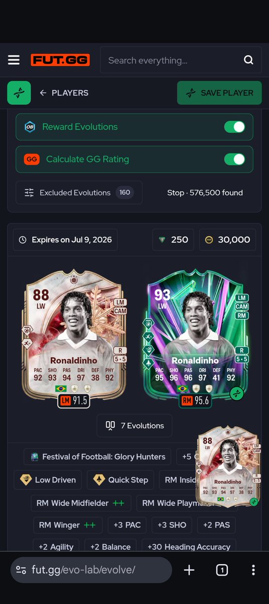 MoazMagdy77's tweet photo. @FUTxGG how many evolution checks are usually enough to confidently reach the best evo chain? If I let it run for millions the page usually crashes https://t.co/N4mW4L8OBS