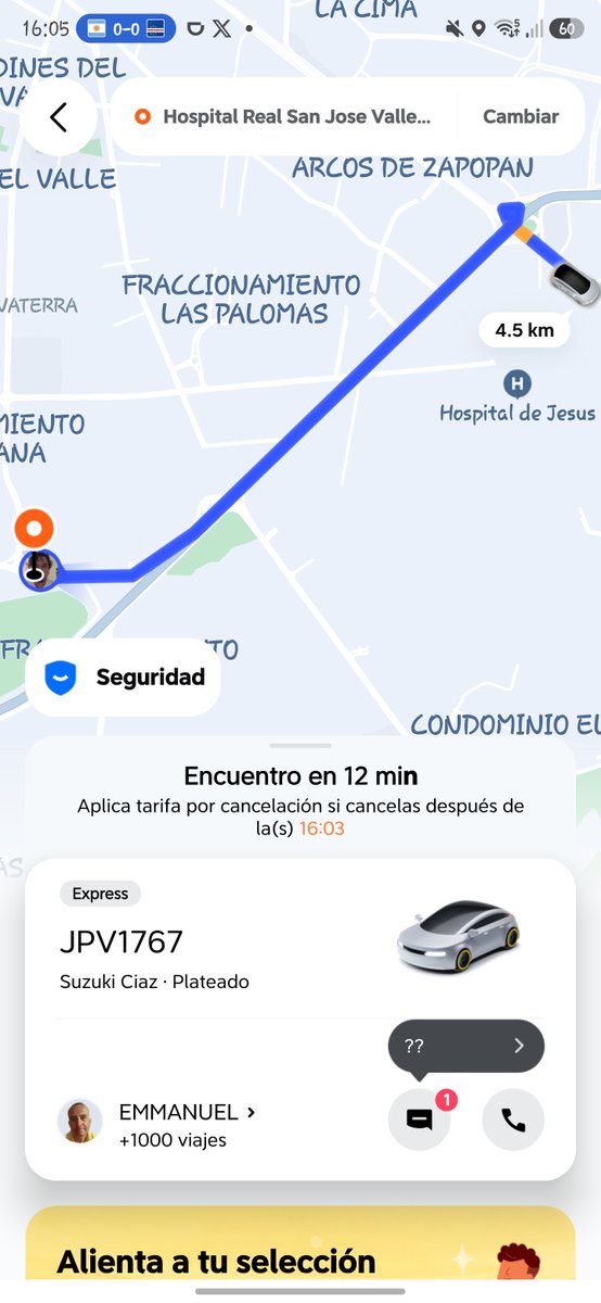Uslzrg's tweet photo. @DiDi_Mexico que aplica con estos conductores que me preguntan si es en efectivo y en vez de dirigirse hacia mi se aleja y yo pierdo tiempo por sus conductores y si yo cancelo yo pierdo y el conductor sigue trabajando https://t.co/3TRcgF4q9R