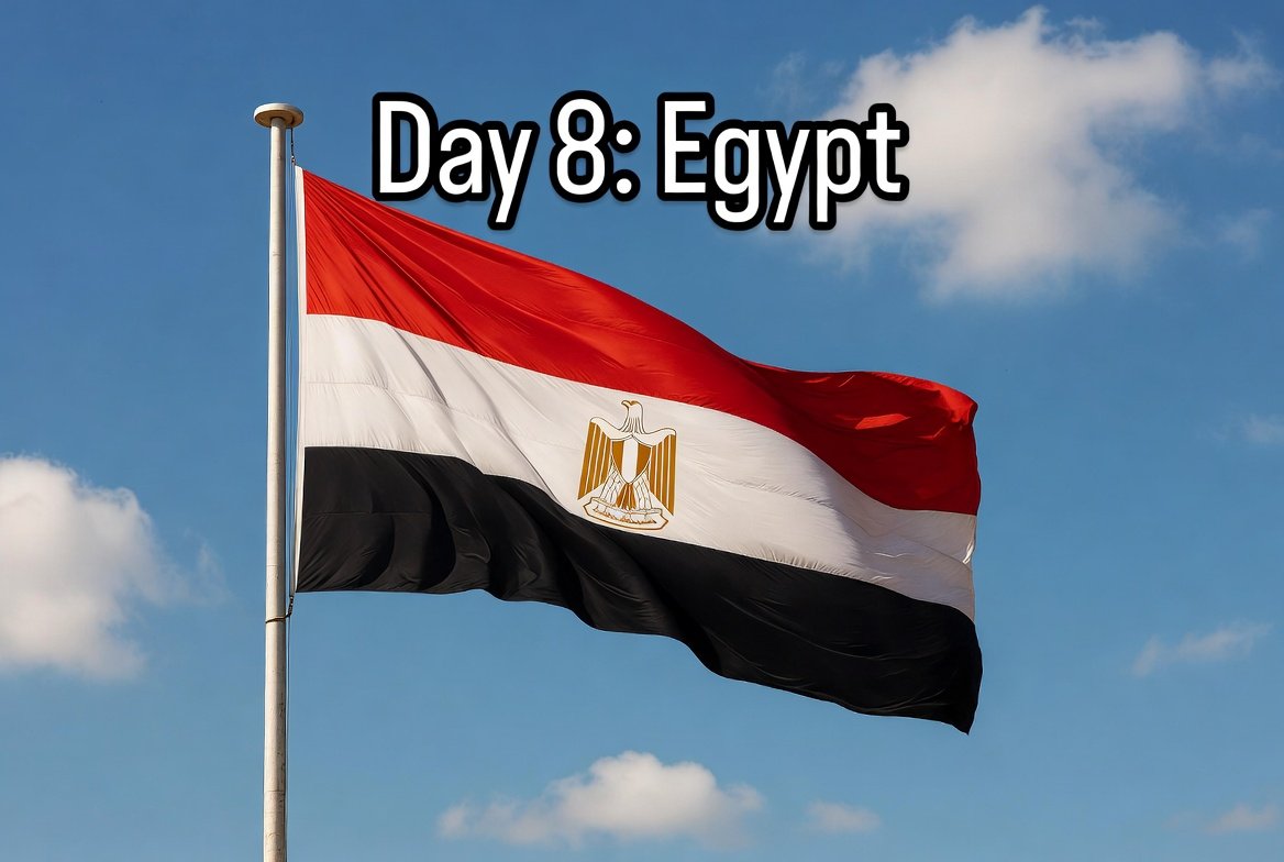 Amerlcankidrock's tweet photo. Day 8: #Egypt 🇪🇬
Egypt is a transcontinental country in northeast Africa and the Sinai Peninsula in Asia, covering about 1,001,450 km². Dominated by the Nile River, it features fertile valleys and deltas amid vast deserts (Western Sahara and Eastern), with Mediterranean and Red Sea coastlines. Home to over 110 million people, mostly along the Nile, it blends ancient heritage with vibrant modern Arab culture, renowned for Pharaonic monuments, Islamic architecture, and warm hospitality.
Expanded Historical Facts
- #AncientCivilisation (c. 3100–30 BC): Unified around 3100 BC by Narmer/Menes, Egypt saw the Old Kingdom (c. 2686–2181 BC) build the Giza Pyramids and Great Sphinx. The Middle and New Kingdoms brought expansion, with pharaohs like Hatshepsut, Akhenaten, Tutankhamun, and Ramses II. It pioneered early writing (hieroglyphs), mathematics, medicine, and monumental architecture.
- Foreign Rule & Resilience: Conquered by Persians (525 BC), then Alexander the Great (332 BC) leading to the Ptolemaic dynasty (Greek rulers, including Cleopatra VII). Rome annexed it in 30 BC as a vital grain province. Arab Muslim conquest in 639–642 AD introduced Islam and Arabic, followed by Fatimid, Ayyubid (Saladin), and Mamluk eras.
- Ottoman to Modern Era: Ottoman rule from 1517, with Muhammad Ali Pasha founding a modern dynasty in the 19th century (industrialisation, education reforms). British occupation began in 1882; nominal independence came in 1922. The 1952 Revolution overthrew the monarchy, led by the Free Officers (Nasser became president), nationalising the Suez Canal in 1956 (Suez Crisis). Subsequent leaders included Sadat (1978 Camp David Accords) and Mubarak, with the 2011 Arab Spring and current presidency under el-Sisi since 2014.
Egypt remains a cultural and political powerhouse in the Arab world, with a strong parliamentary republic (semi-presidential system), economy driven by tourism, Suez Canal trade, agriculture (cotton, rice), and energy resources.
Flag: Three horizontal bands red (sacrifice), white (purity/revolution), black (end of oppression) with the golden Eagle of Saladin emblemising sovereignty and victory.
Suggested after Czechia in the series.
What country for Day 9?
Drop your suggestion 👇