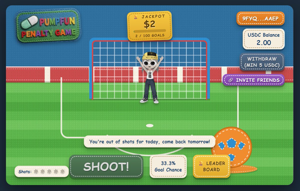 amedfantoken's tweet photo. 😂 @a1lon9, it looked like you left the goal wide open today!

Because of you, we keep handing out USDC to players. Make a few more saves so our treasury can finally catch a break! 🥅💸 https://t.co/lvVDfi9KPw