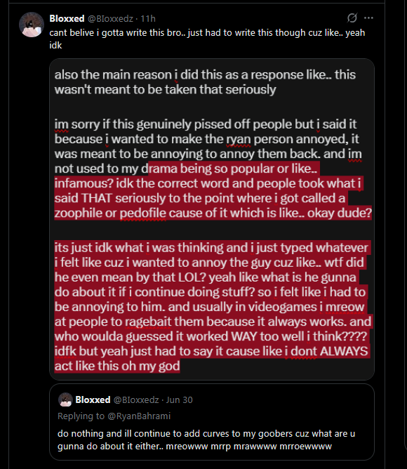 blameitseb's tweet photo. @BIoxxedz Gets called out for adding legit unnecessary curves to a ids game avatar. Changes it rudely because said op got called out. Uses excuse of 'Kids shouldn't be on twitter.' Then says they were groomed into it. Which is it Bloxxedz? Better keep your story straight. https://t.co/V0S9EFKVUS