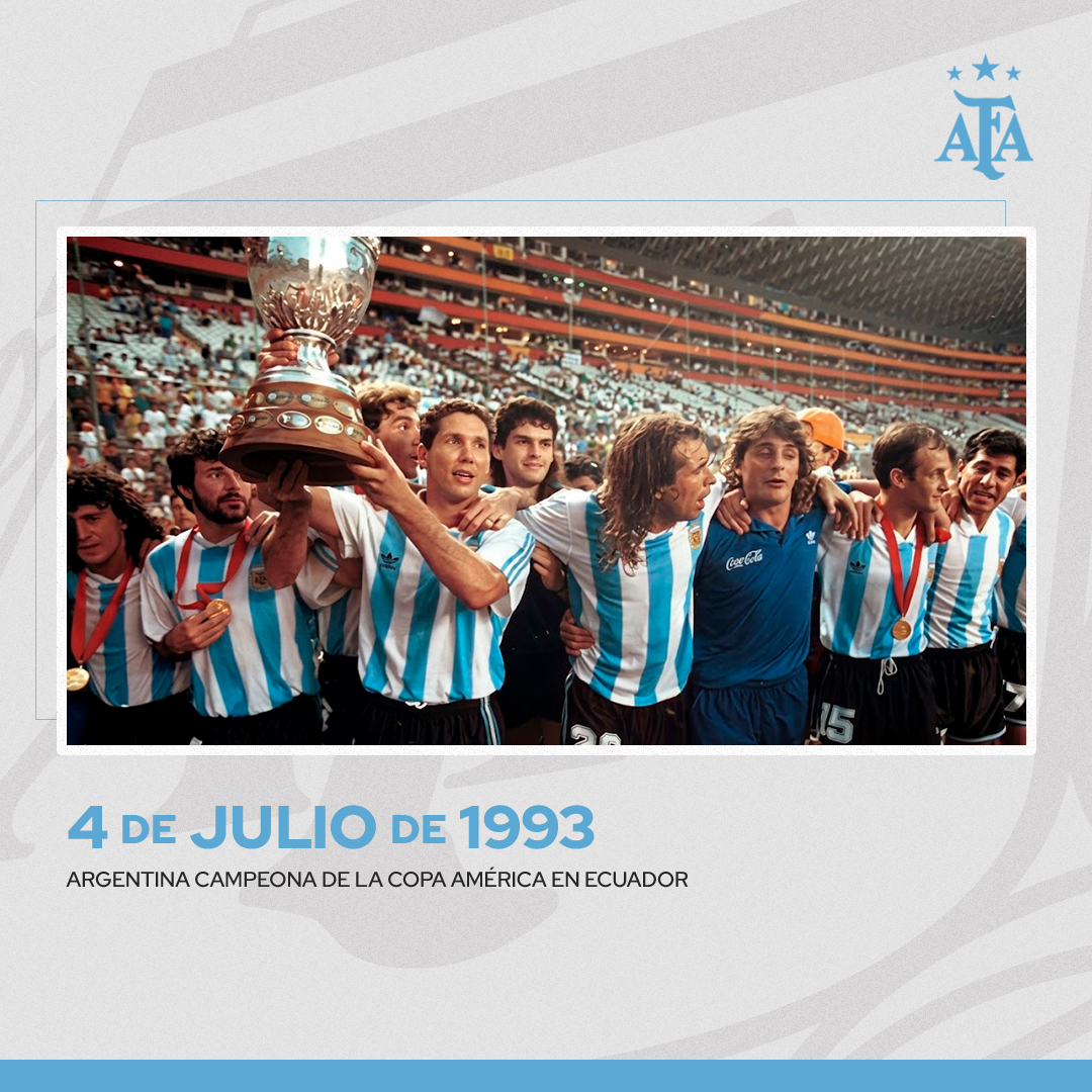 Argentina's tweet photo. #Efemérides 🧐 Un día como hoy, pero de 1993, @Argentina se quedó con una nueva #CopaAmérica 🏆 https://t.co/NW74XWSGqG