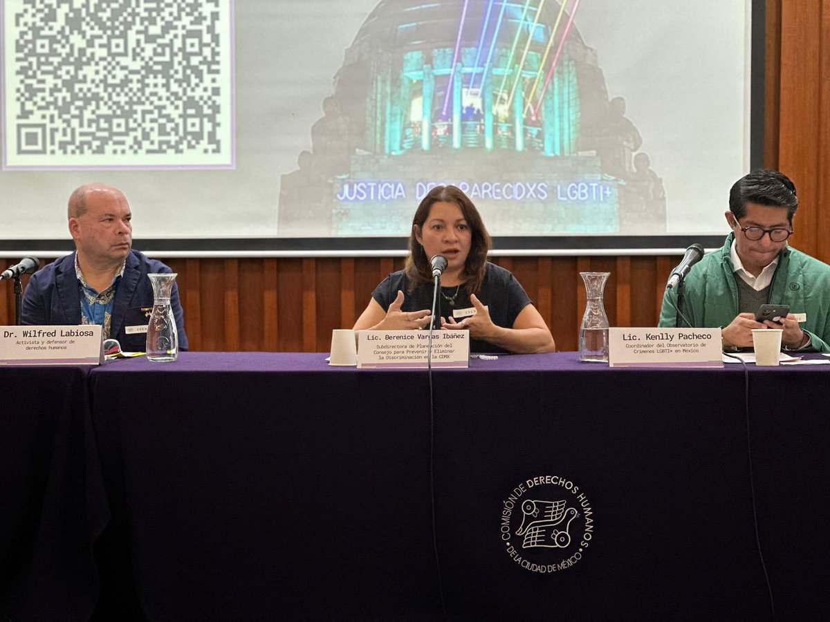 COPRED_CDMX's tweet photo. 🏳️‍🌈📊Hoy asistimos a la presentación del Informe 2025 del @ObservatorioCr3 , “Violencias que persisten: los crímenes por prejuicio contra personas LGBT+ en México”.
Documentar estas violencias es un paso fundamental para construir memoria y exigir justicia. https://t.co/scw2jY8eqx