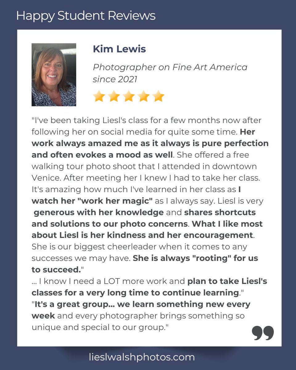 LieslWalsh's tweet photo. Join my #onlineclass to get detailed feedback on your #photos, #lightroomtips, #editingtips, #photoshoptips, and boost your #portfolio:
https://t.co/0X4Py9sxJg
#camerasettings #lightroom #photoshop https://t.co/nlt5wcUr8b