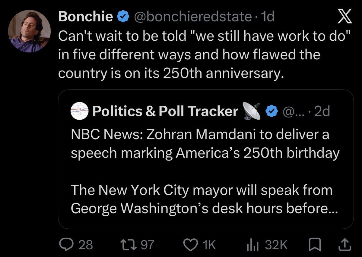 bonchieredstate's tweet photo. Not gonna lie.

I kind of feel like I undersold it. His actual speech and the optics he used were much worse. 

He really just went in head first on hating the country. https://t.co/Zp03Vpy5DZ