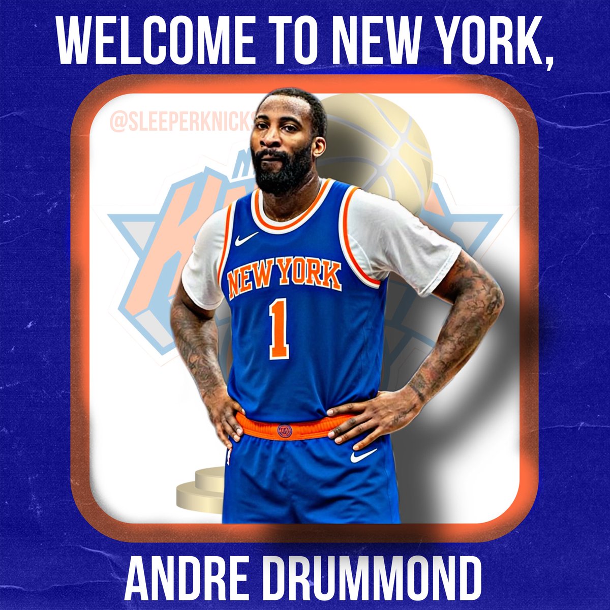 SleeperKnicks's tweet photo. BREAKING: Free agent center Andre Drummond has agreed to a one-year, $3.9 million to sign with the New York Knicks, per @ShamsCharania. https://t.co/cOCqN7yjDY