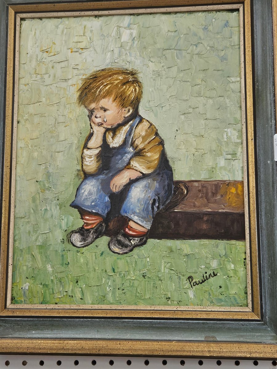 stephenfgordon's tweet photo. TFW you go to a Cambridge antiques store with your sister just to pass the time in a heat wave, and you come across a picture your mom painted (in Orillia) more than 50 years ago.

I bought it, of course, but I have *so* many questions. https://t.co/4kBktZY26w