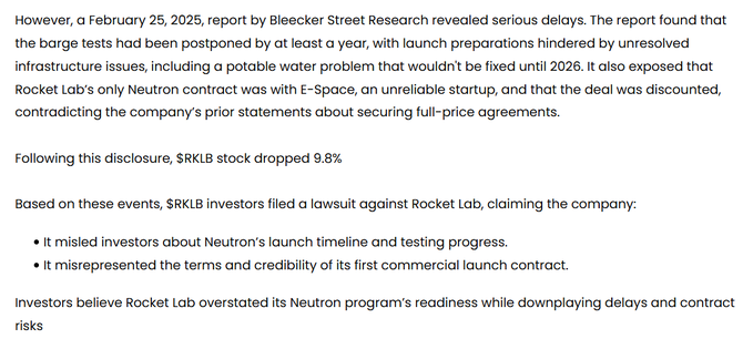 11thestate's tweet photo. Following up on the latest around $RKLB:              

Here’s a case filed by investors that’s worth a look.               

In the middle of all the headlines, this one could actually lead to real recovery. Don’t miss out. #RKLB #RocketLab https://t.co/mQlFgZvOhI