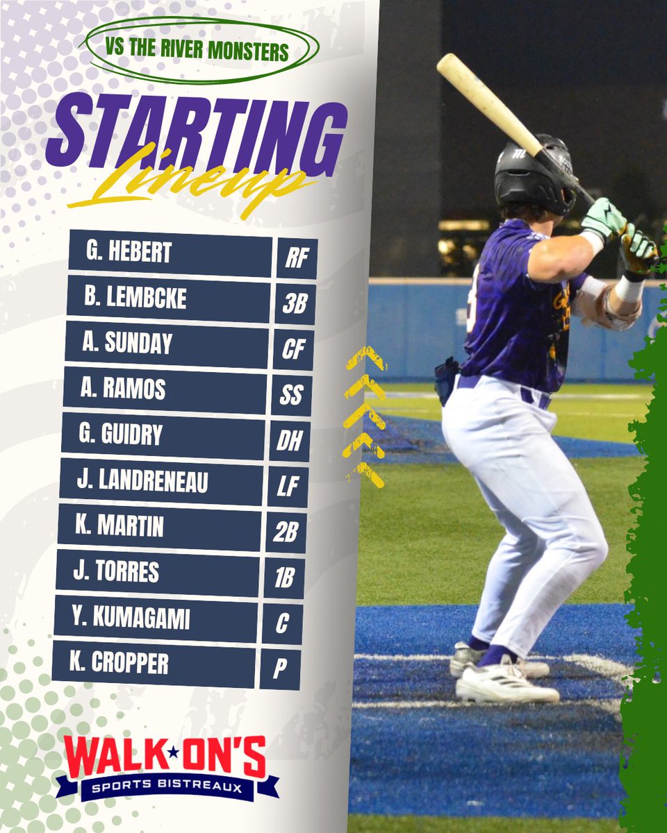 gumbeauxgators's tweet photo. OUR STARTERS for tonight’s game against The San Antonio River Monsters.
BE THERE AND GEAUX GATORS
#tcl #geauxgators #gatorsbaseball #summerball #lineup https://t.co/iAmTRq8k4R