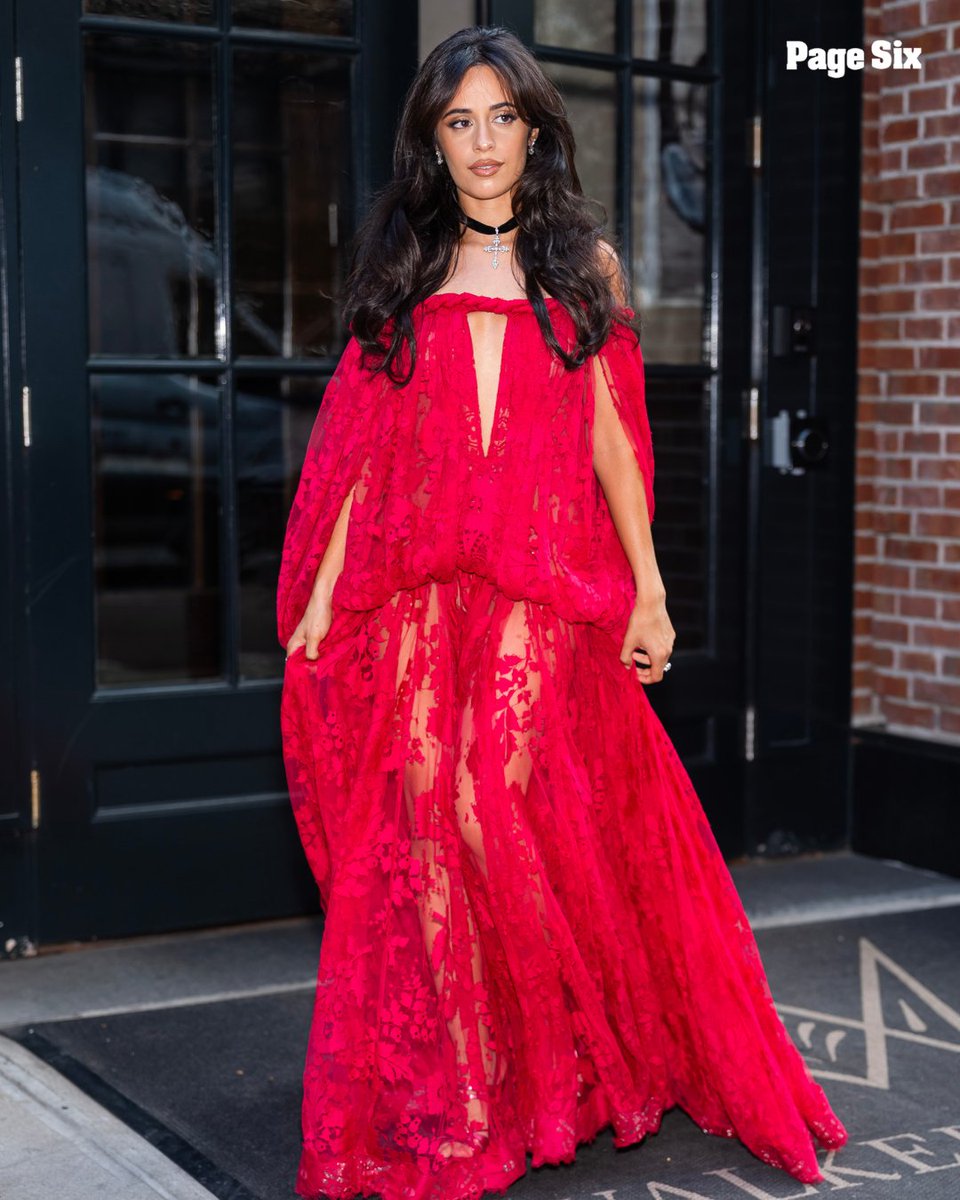 PageSix's tweet photo. 'Cause loving him was RED. Camila Cabello was seen in the West Village ahead of Taylor Swift and Travis Kelce's wedding ❤️ 📸: GC Images https://t.co/eUnNbpdcHt