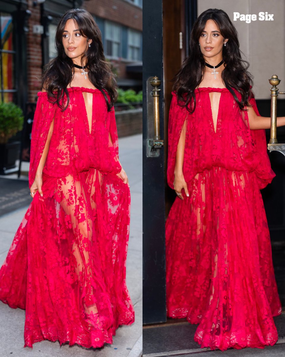 PageSix's tweet photo. 'Cause loving him was RED. Camila Cabello was seen in the West Village ahead of Taylor Swift and Travis Kelce's wedding ❤️ 📸: GC Images https://t.co/eUnNbpdcHt