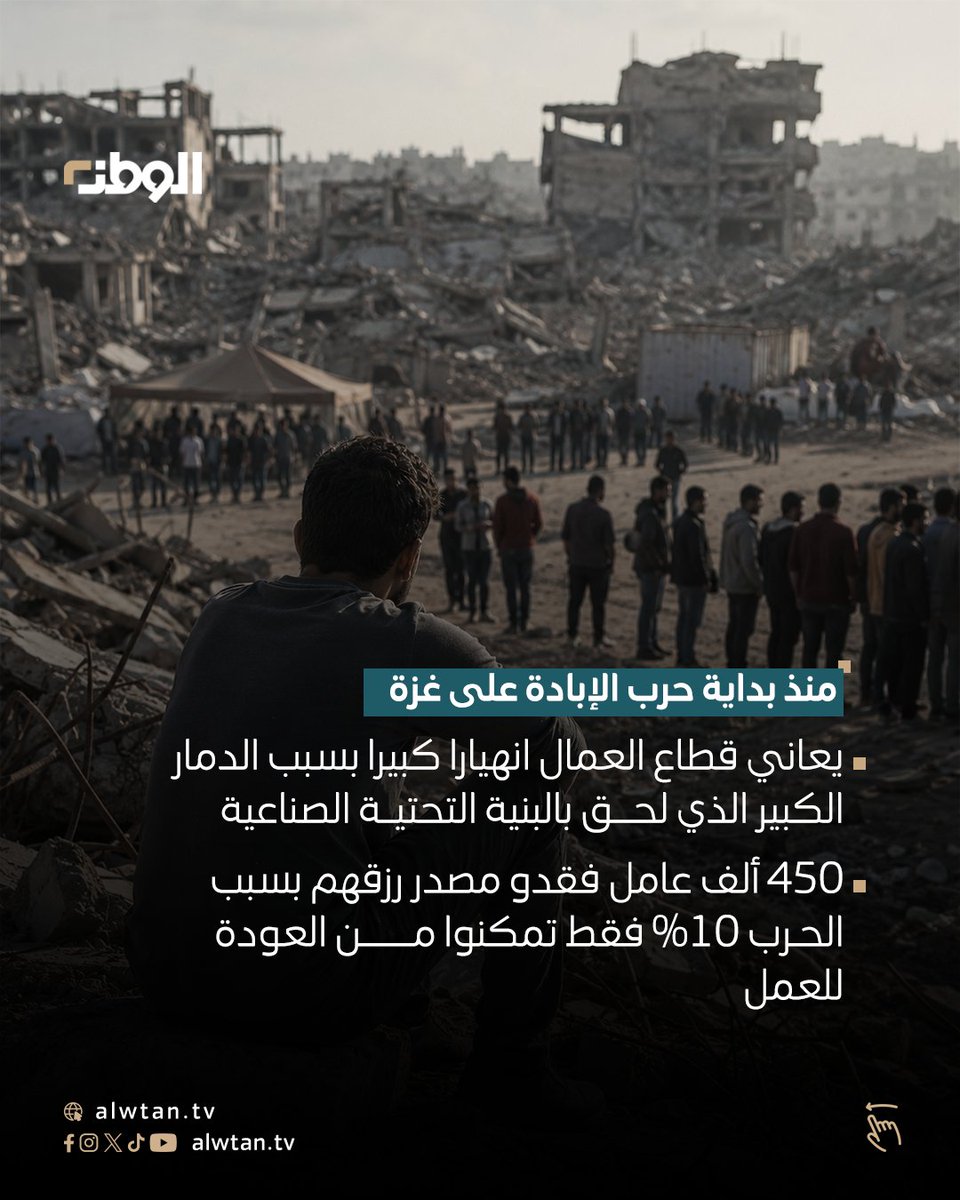 AlwtanTv's tweet photo. متابعة الوطن| عمال غزة.. واقع مرير وبطالة في ازدياد
#غزة #عمال_غزة #البطالة https://t.co/r0NweM8rBj