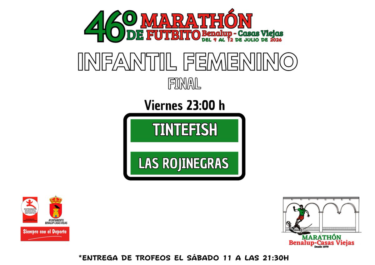 JAlconchel's tweet photo. Cuadrante del 46Marathón de Futbito 
De Benalup-CasasViejas del 2026.
#marathón #eventosdeportivos #deportes #benalup #ocio #verano2026 #benalupcasasviejas #casasviejas #culturalverano2026 #futbolsala https://t.co/5oHtXCBHRk